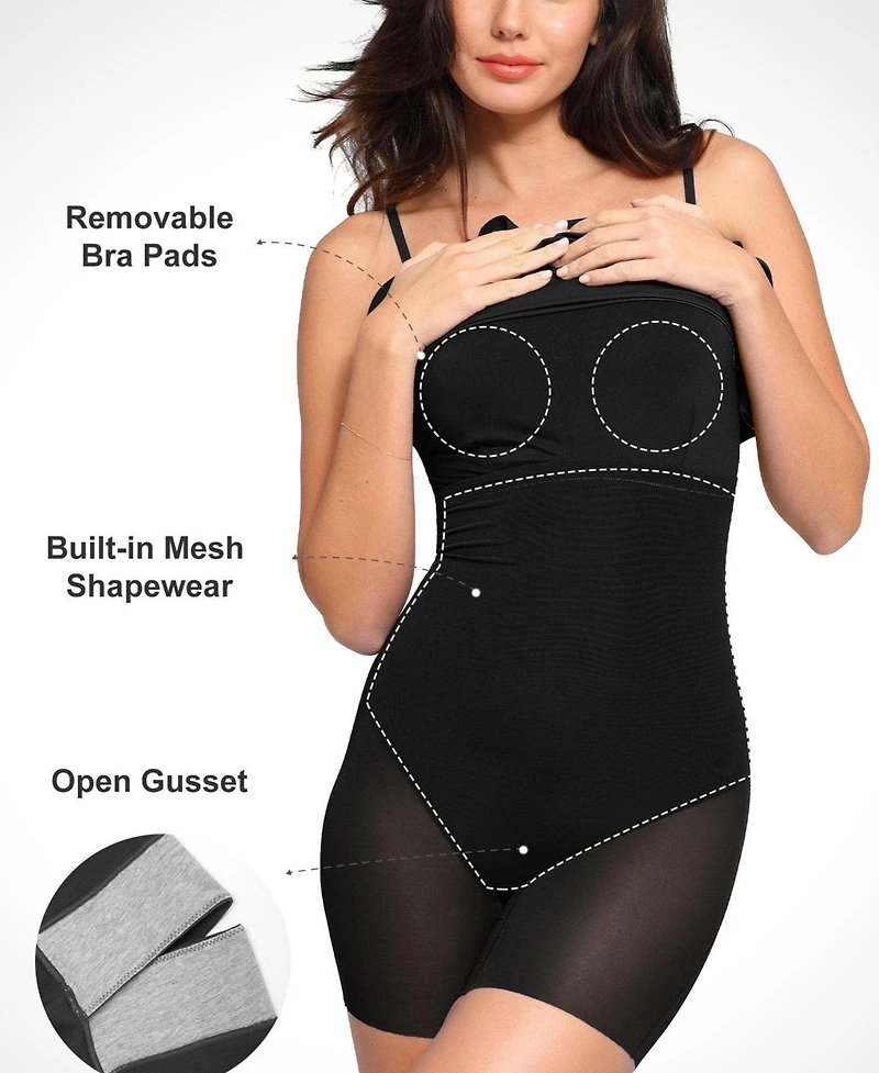 Popilush Women's Shapewear Slimming Midi Dress and Sheer Mesh Overlay Set