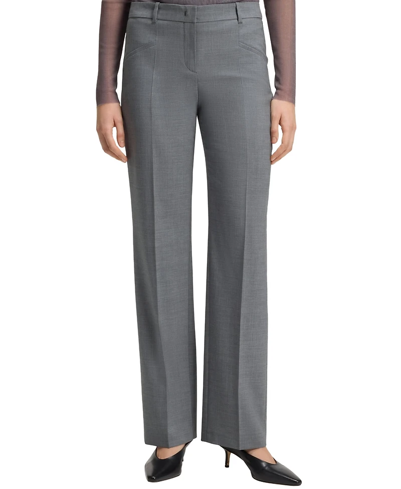 Boss by Hugo Women's Melange Virgin Wool Relaxed-Fit Pants