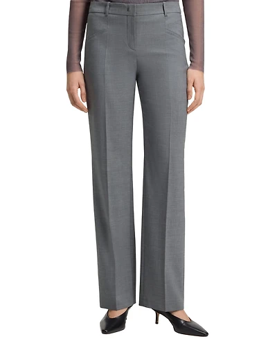Boss by Hugo Women's Melange Virgin Wool Relaxed-Fit Pants