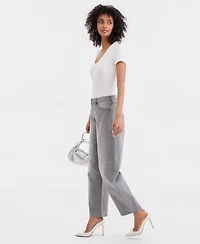 I.n.c. International Concepts Women's High-Rise Rhinestone Barrel-Leg Jeans, Macy's Exclusive