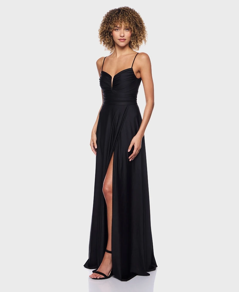 B Darlin Juniors' Sleeveless V-Neck Jersey Gown, Created for Macy's