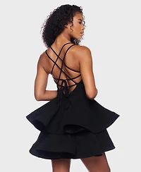 Alex & Sophia Juniors' Double Layer Drop V-Neck Dress