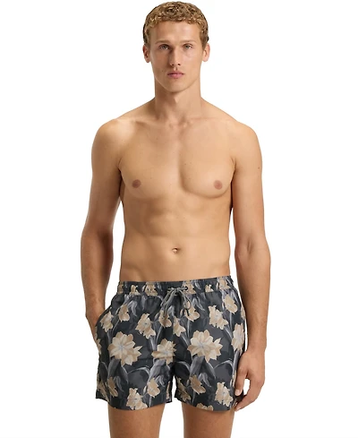 Boss by Hugo Men's Logo Detail Floral-Print Swim Shorts