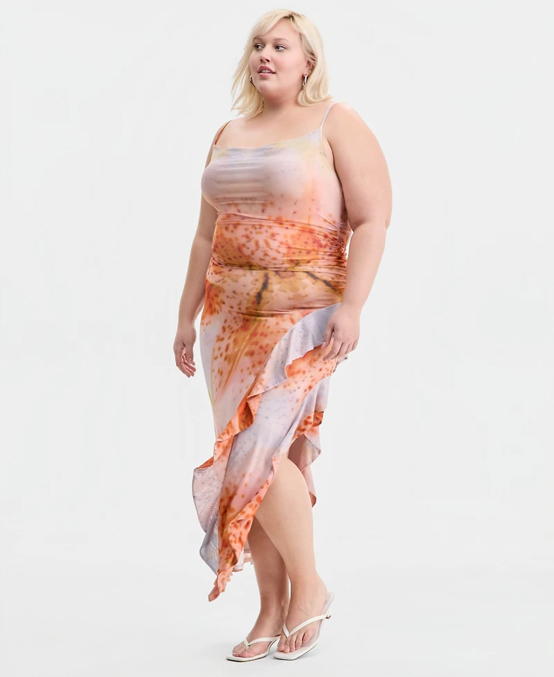 Bar Iii Trendy Plus Ruffled Maxi Dress, Macy's Exclusive