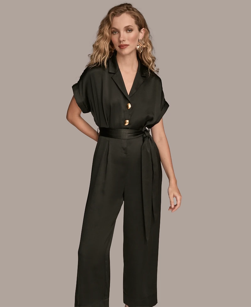 Donna Karan New York Women's Satin Wide Leg Jumpsuit