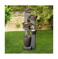 SunJet 39" Modern Outdoor Water Fountain with Led Light