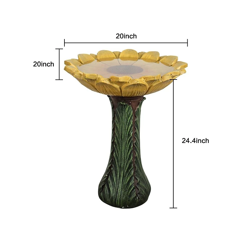 SunJet 24.4” Tall Outdoor Concrete Bird Bath