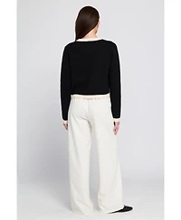 Elle Collection Women's Fine Gauge Lightweight Framed Cardigan Sweater