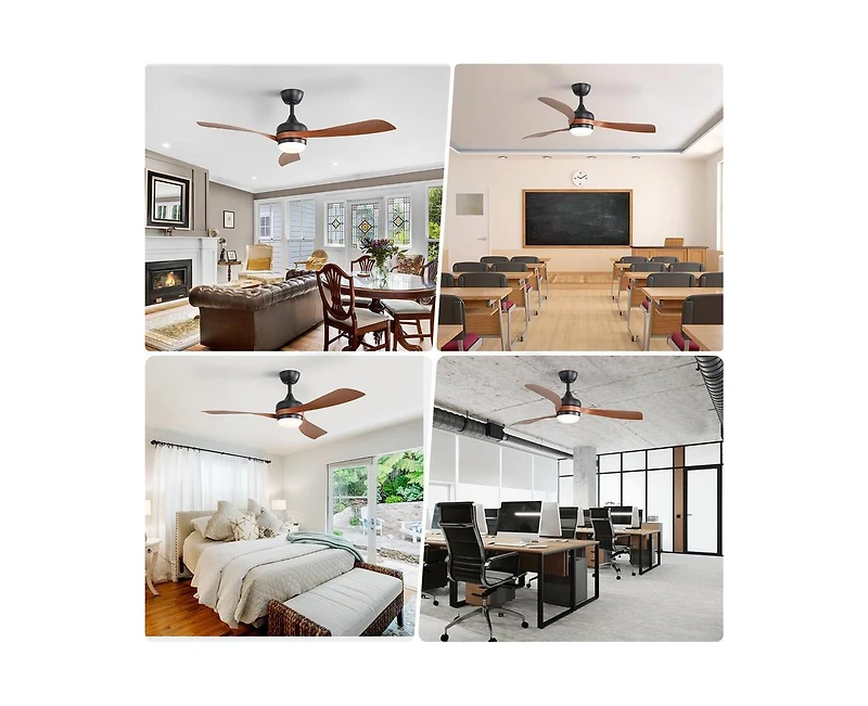 Sofucor 52-inch Modern Black Ceiling Fan with Led Light and Remote Control Dc Motor