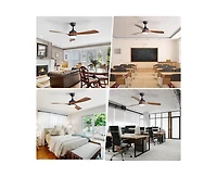 Sofucor 52-inch Modern Black Ceiling Fan with Led Light and Remote Control Dc Motor