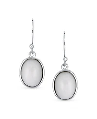 Bling Jewelry Set of 2 Classic Natural White Agate & Black Onyx Bezel Set Oval Cabochon Drop Earrings Sterling Silver Wire Fish Hook