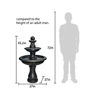 SunJet 45.2" High 3-Tiers Modern Concrete Outdoor Water Fountain