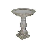 SunJet 23.8 Inch High Concrete Bird Bath with Carved Pedestal – Birdbath Sturdy & Elegant Design, Stone-Like Texture