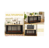 Homsee Dog Kennel Furniture, Pet Dog Cage with Sliding Door for Large Medium Small Dogs