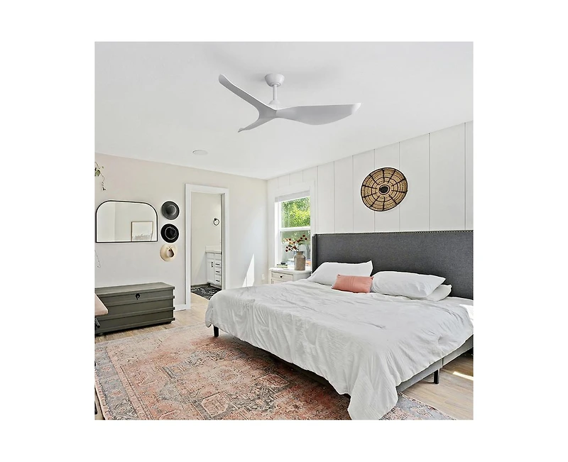 Sofucor 52-inch Light weight Modern White 3-Blade Ceiling Fans with Remote Control Function
