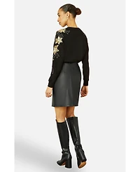 Yumi Women's Sequin Star Detail Relaxed Fit Sweater