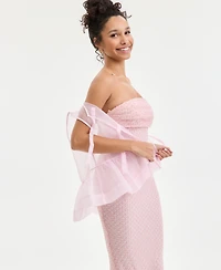 B Darlin Juniors' Embellished Straight-Neck Strapless Gown