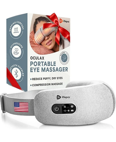 LifePro Eye Massager with Heat & Vibration - 4 Soothing Modes, Rechargeable, Bluetooth Music