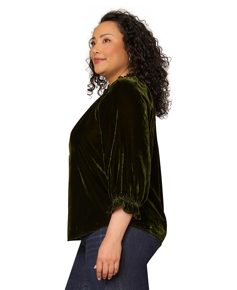 Democracy Plus Embroidery Detail 3/4-Sleeve Top