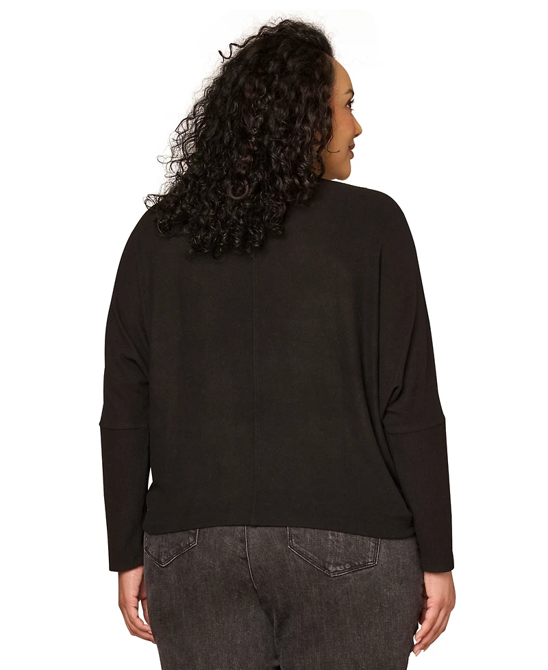 Democracy Plus Foil Detail Batwing Long-Sleeve Top