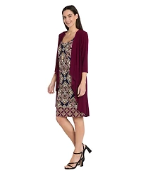 R & M Richards Women's Printed Interlock Twist Yarn Jacket Dress, 2-Piece Set