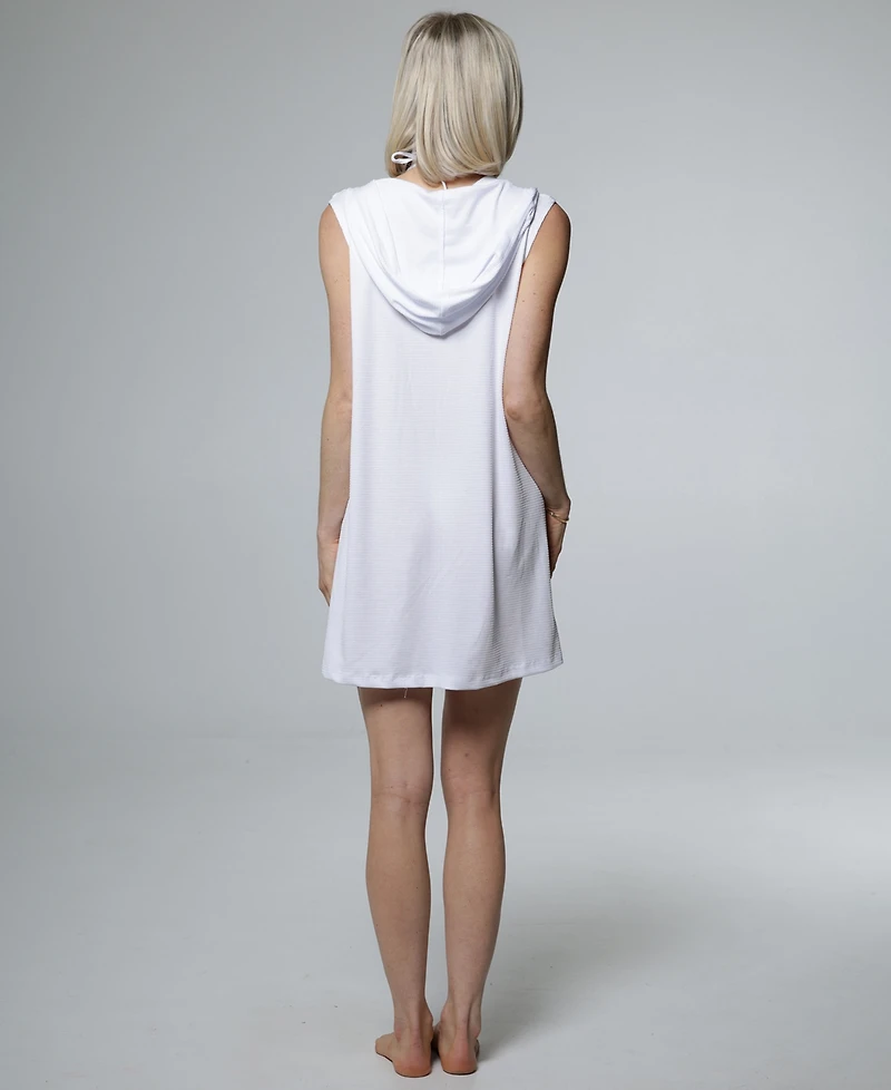 J Valdi Women's Sleeveless Zip-Up Swim Hoodie