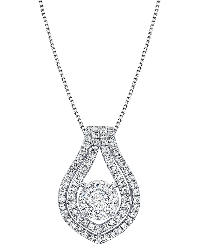 Macy's White Diamond Pendant Necklace (1 ct. t.w.) in 10k White Gold