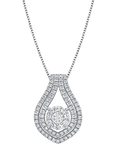 Macy's White Diamond Pendant Necklace (1 ct. t.w.) in 10k White Gold