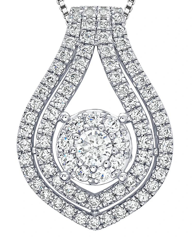 Macy's White Diamond Pendant Necklace (1 ct. t.w.) in 10k White Gold