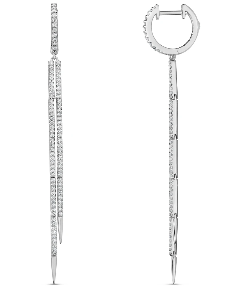 Macy's White Diamond (1 ct. t.w.) and Sapphire (0.03 ct. t.w.) Earrings in 10k White Gold