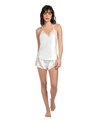 Linea Donatella Women's 2-Pc. Lace-Trim Satin Camisole & Shorts Set