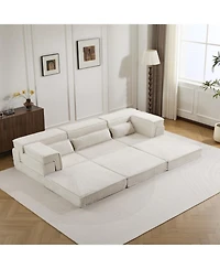 Streamdale Compression Sofa, Convertible Floor Sofa Bed, Modular Sectional, 3 Seater, White