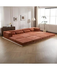 Streamdale Compression Sofa, Convertible Floor Sofa Bed, Modular Sectional, 4 Seater, Orange