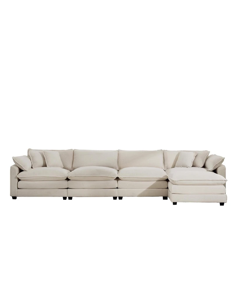 Streamdale Furniture Streamdale Modern Upholstered L-Shape Modular Sectional Sofa, 4-Seater with Ottoman, Beige