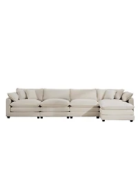 Streamdale Furniture Streamdale Modern Upholstered L-Shape Modular Sectional Sofa, 4-Seater with Ottoman, Beige