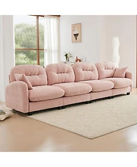 Streamdale Furniture Streamdale Four-Seater Modular Chenille Sectional Couch with Pillows, Pink
