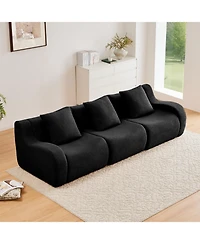 Streamdale Furniture Streamdale Boneless Sofa, Teddy Fabric, Anti-Slip, No Assembly, Curved Armrests, Black