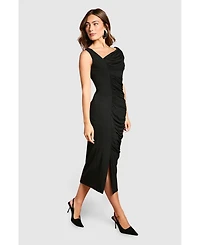 Coast Women's Strappy Mix Fabric Pencil Midi Dress