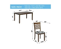 sumyeg 5-Piece Modern Dining Set with Rectangular Wood Table and 4 Upholstered Chairs