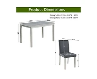 Casainc 5-Piece Silver Grey Crystal Accent Wood Dining Set with Rectangular Table and 4 Upholstered Chairs