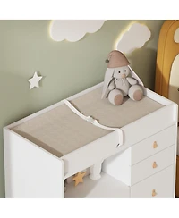 Homsee 5-Drawers Changing Table, Dresser, Kids Low Dresser with Shelf