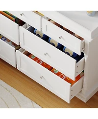 Homsee Changing Table with 7-Drawers, Guardrail Top, Anti-Tip Safety Feature