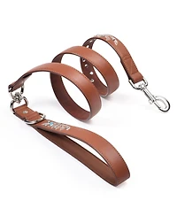 Blueberry Pet Western Style Full Grain Genuine Leather Dog Leash with Embroidery and Pearl or Turquoise Studs