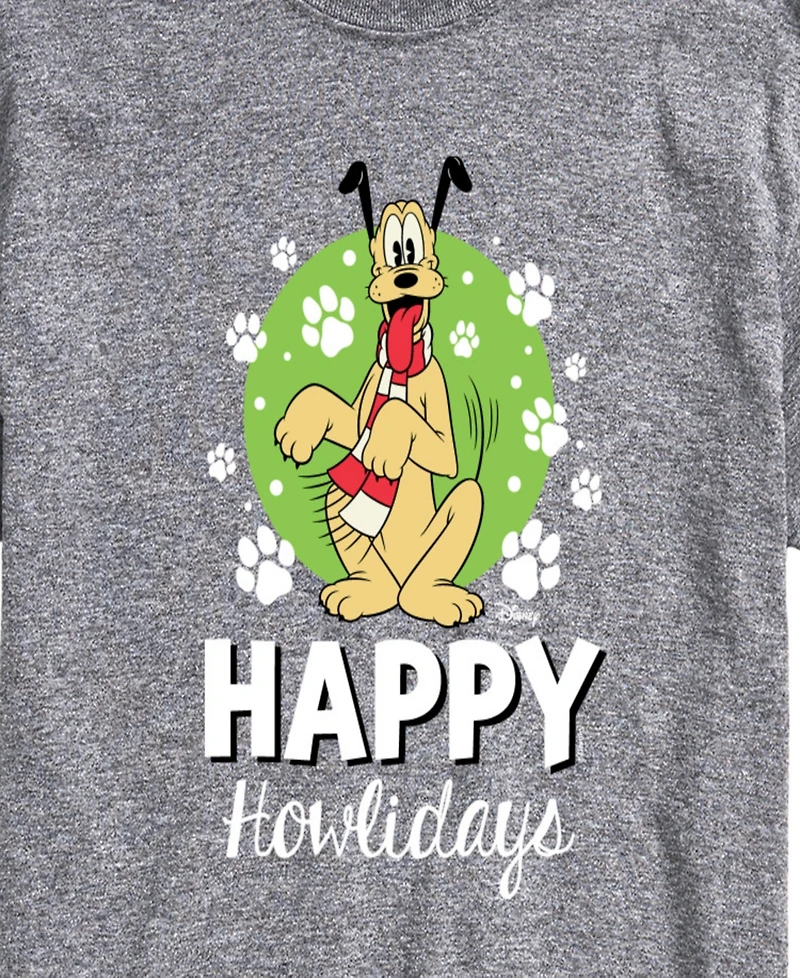 Airwaves Men's Happy Howlidays Pluto Short-Sleeve Graphic T-Shirt
