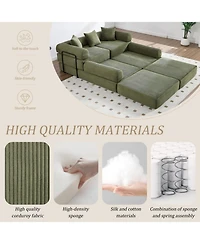 Streamdale Convertible Folding Sofa Bed with Pillow Back Handrail, Cloud Corduroy Mattress Sofa