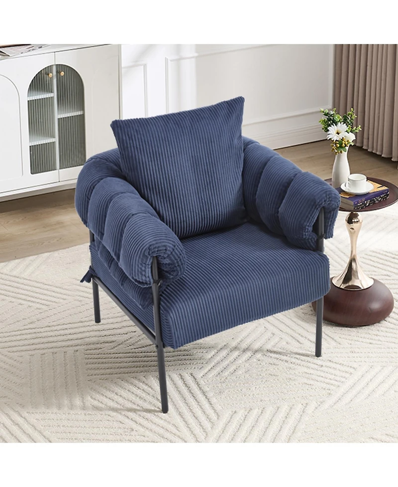 Streamdale Furniture Streamdale Modern Teddy Fleece Upholstered Chair with Gold Metal Legs