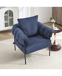 Streamdale Furniture Streamdale Modern Teddy Fleece Upholstered Chair with Gold Metal Legs