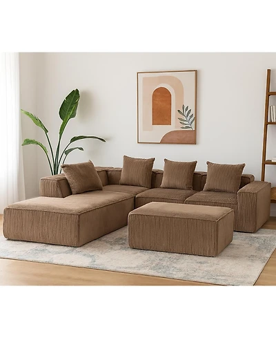 Streamdale Furniture Streamdale Exquisite Full Foam Compressed Sofa - Premium Modular Sectional, Warm Brown
