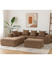 Streamdale Furniture Streamdale Exquisite Full Foam Compressed Sofa - Premium Modular Sectional, Warm Brown