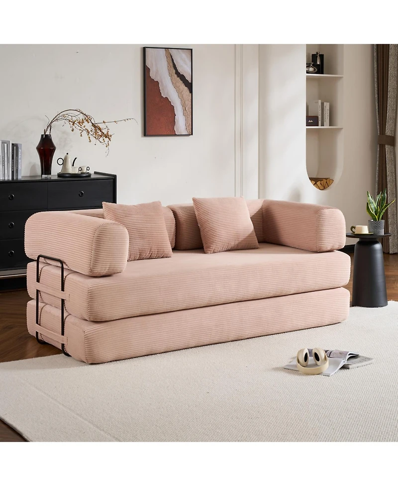 Streamdale Furniture Streamdale Convertible Sleeper Sofa Bed with Pillow (Pink